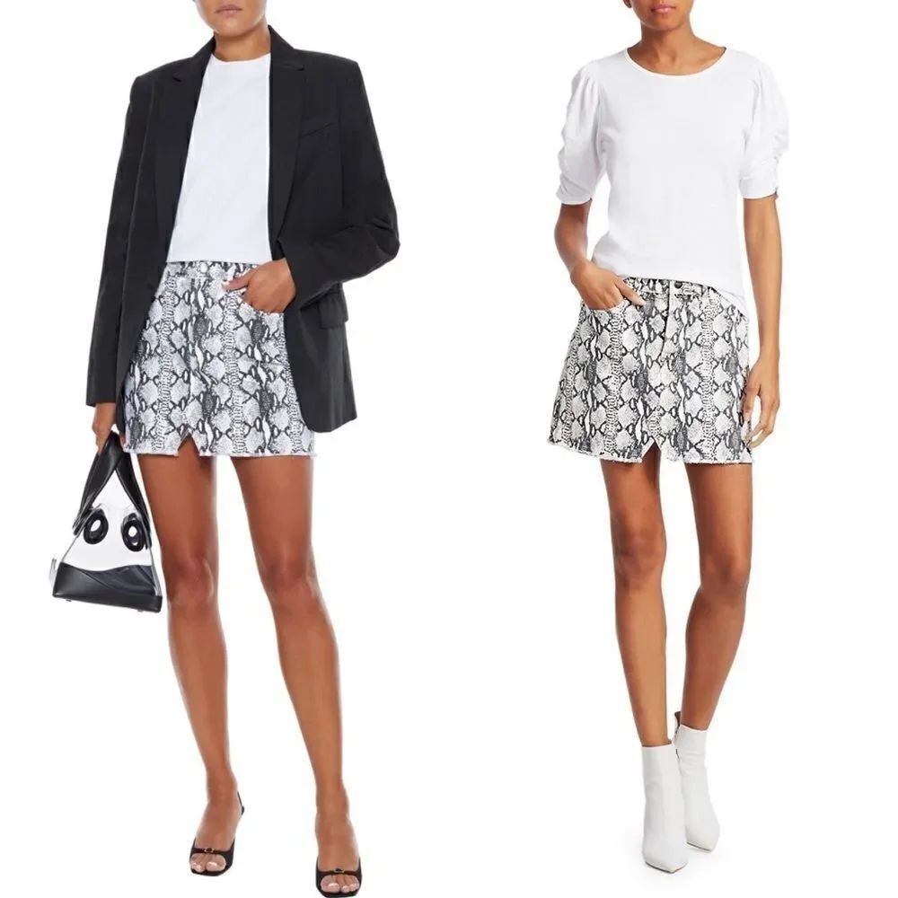 NWT FRAME Le Mini Split Front Python-Print Skirt New with tags - Picture 4 of 16